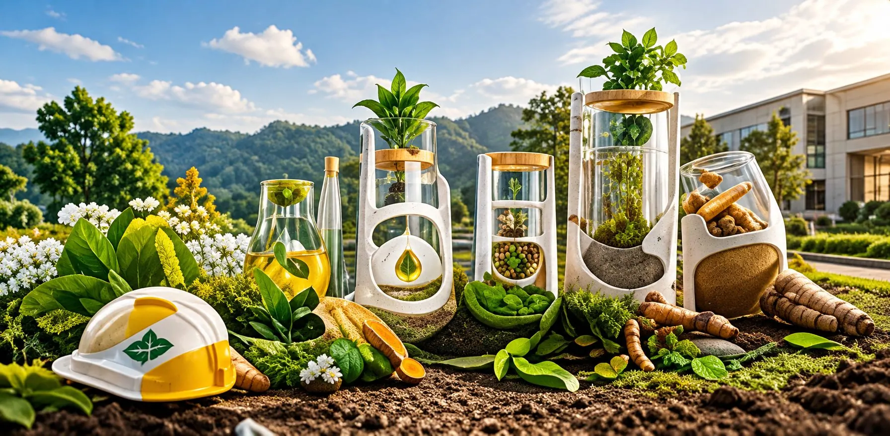 Instalasi produk herbal di alam terbuka